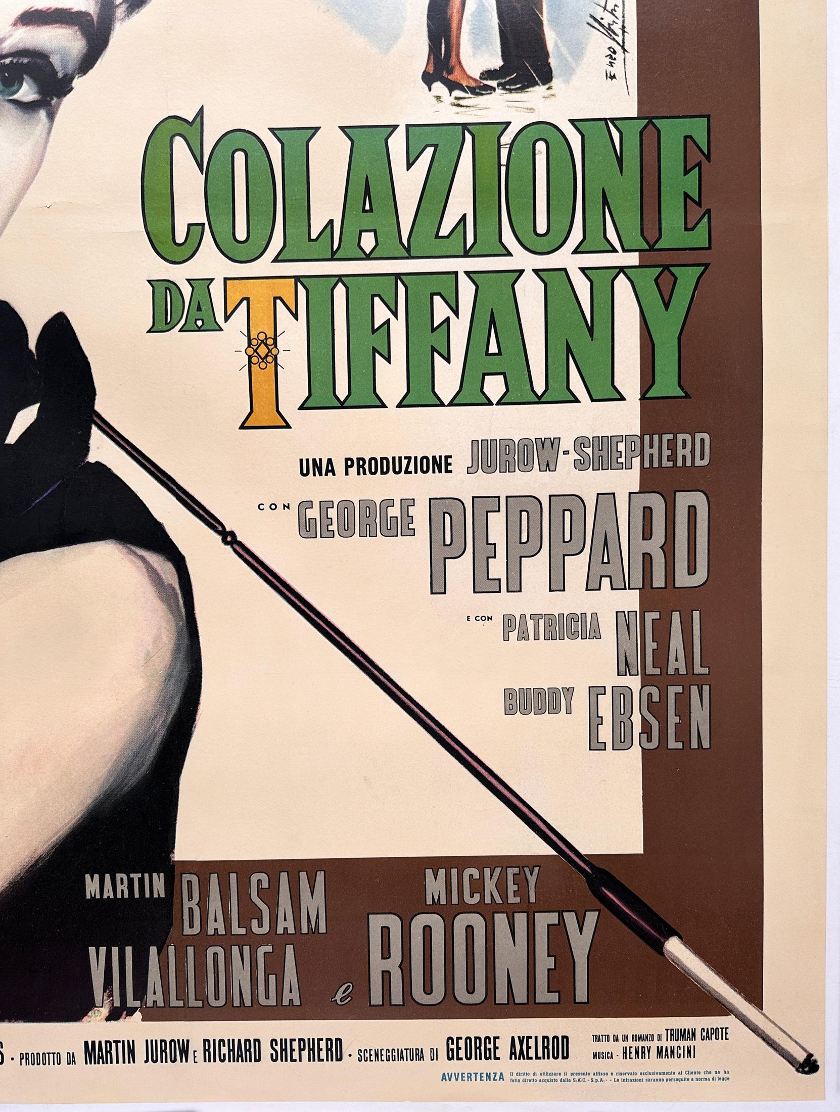 20ième siècle BREAKFAST AT TIFFANYS 1962 Italian 2 Foglio FILM Movie POSTER, ENZO NISTRI en vente
