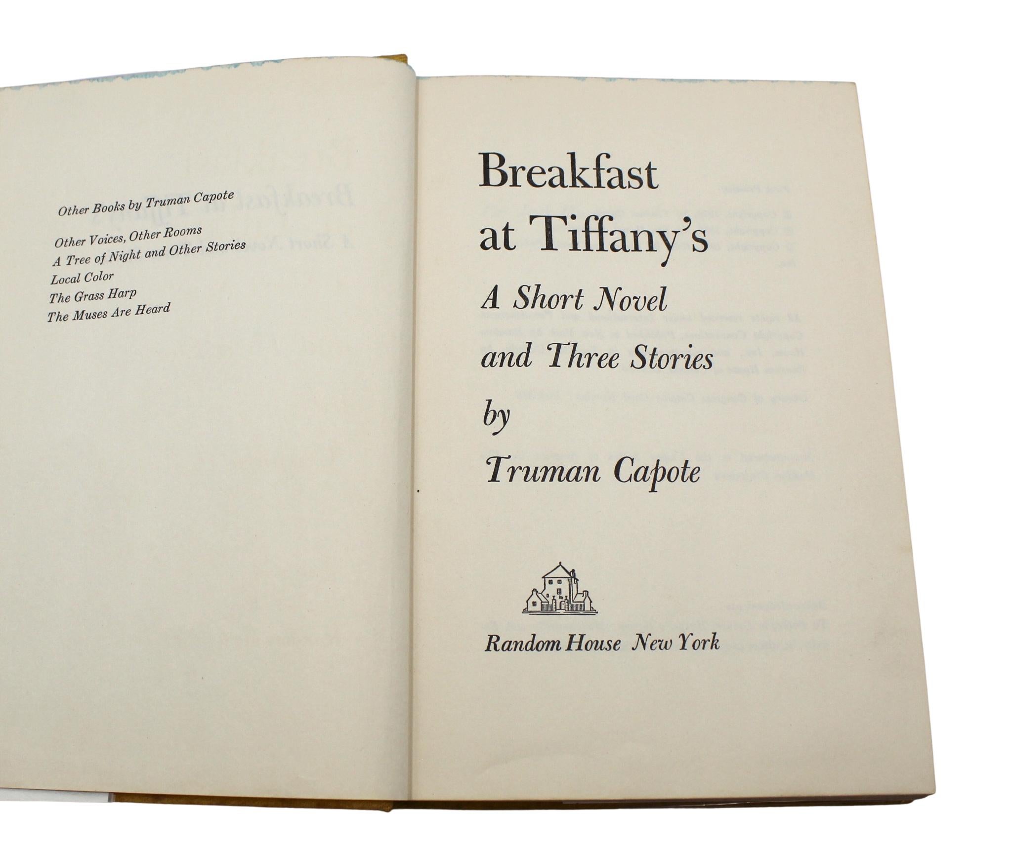 Frühstück bei Tiffany's, signiert von Truman Capote, Erstausgabe, 1958 im Zustand „Gut“ im Angebot in Colorado Springs, CO