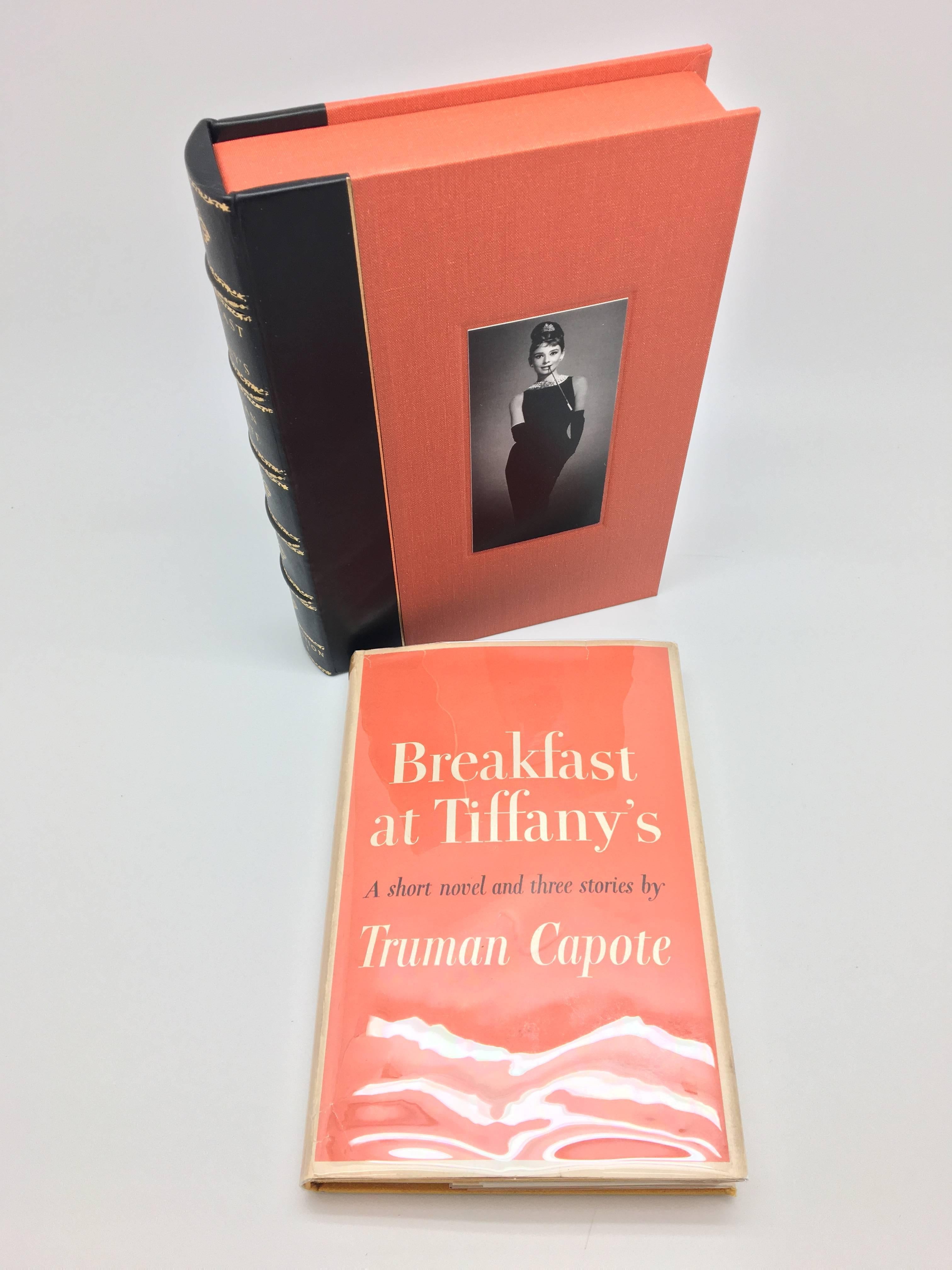 “Don’t forget. Please feed the cat”, - Breakfast as Tiffany's 

First edition, first impression with first dust wrapper of Truman Capote's Classic novel chronicling the adventures of free-spirited Holly Golightly. Housed in a custom leather and