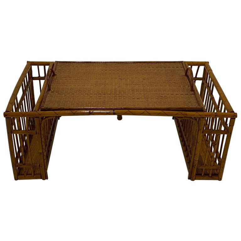 Breakfast in Bed Vintage Bamboo and Rattan Serving Tray at 1stDibs