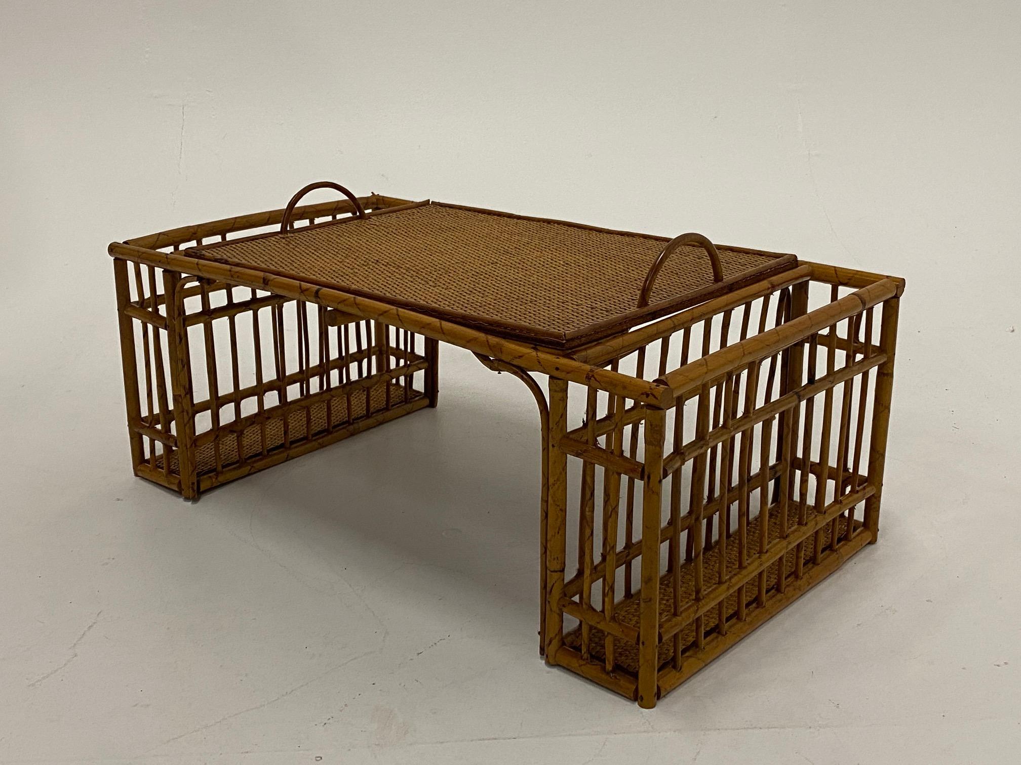 Breakfast in Bed Vintage Bamboo and Rattan Serving Tray 3