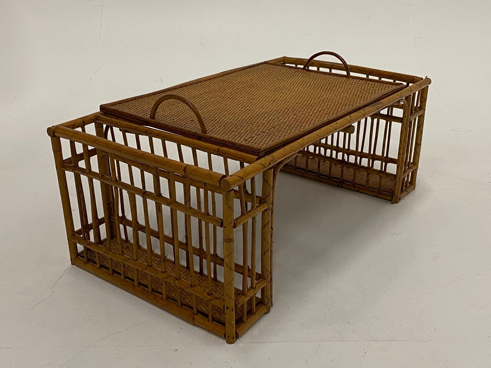 Breakfast in Bed Vintage Bamboo and Rattan Serving Tray 4