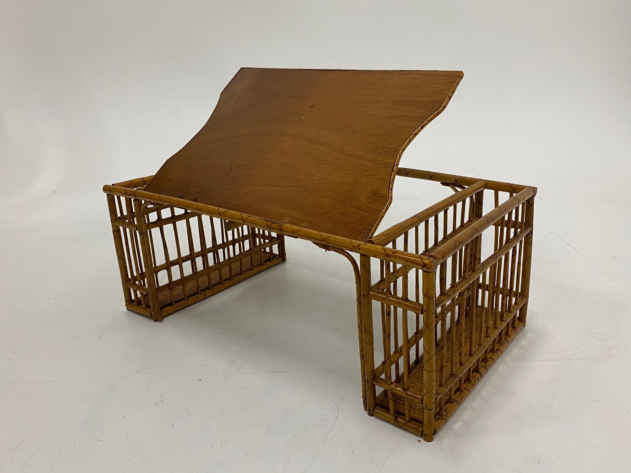 Breakfast in Bed Vintage Bamboo and Rattan Serving Tray In Good Condition In Hopewell, NJ