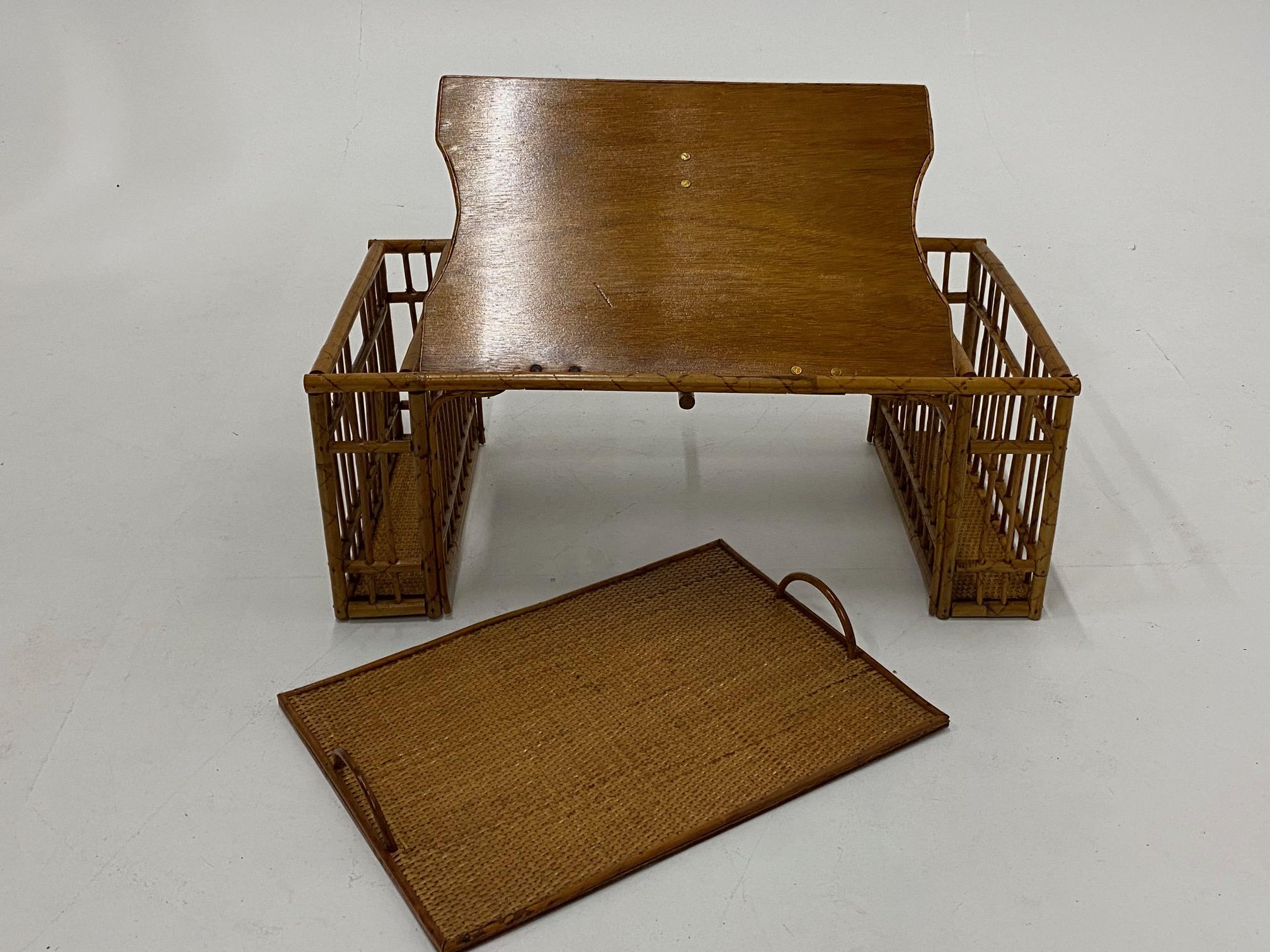 Breakfast in Bed Vintage Bamboo and Rattan Serving Tray 1
