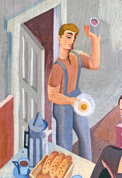 "Breakfast, New York Rowhouse, 1940s, " Brilliant WPA-Era Genre Scene
