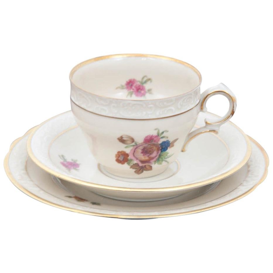 Breakfast Set Cup with Saucer and Plate, Damaged