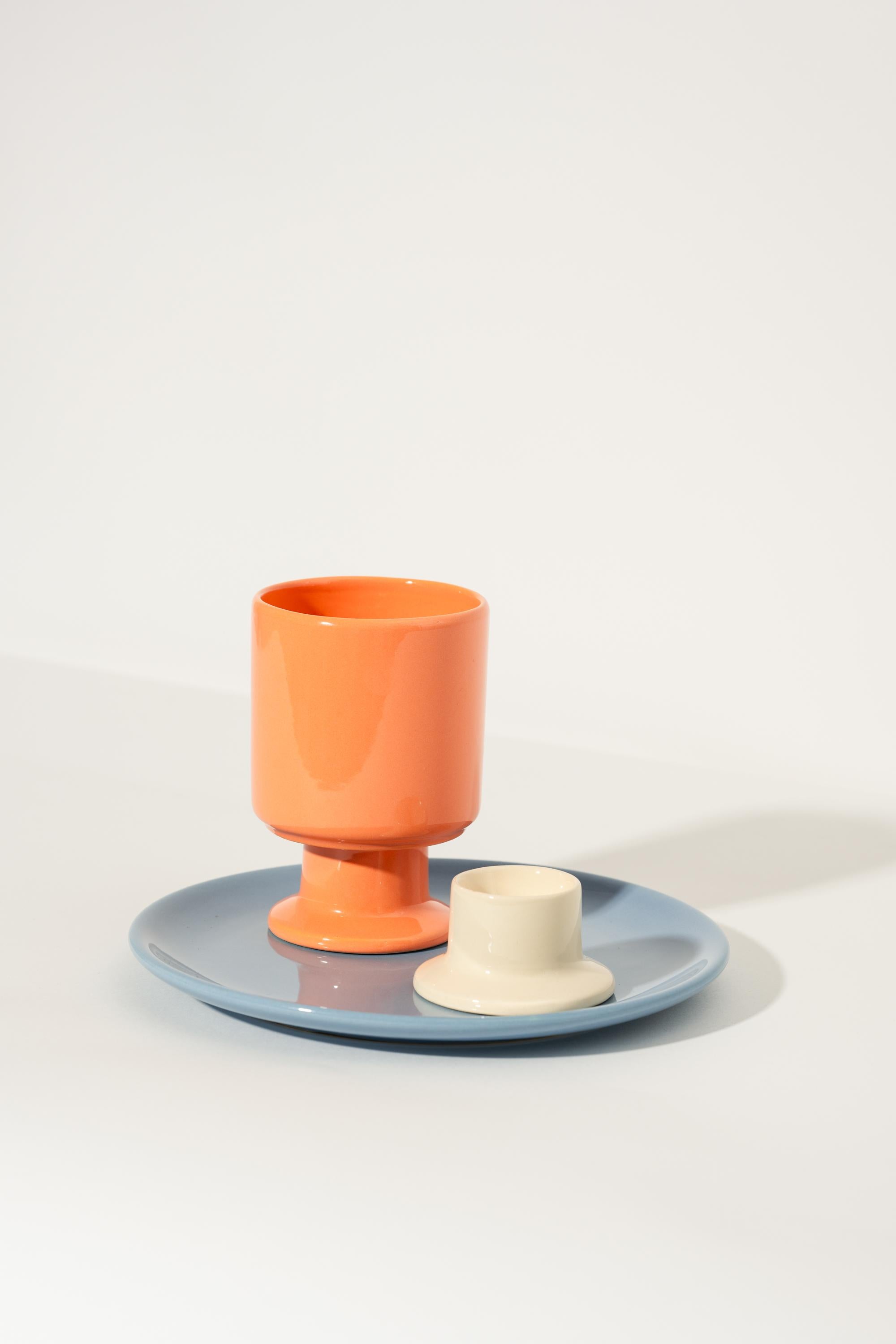Glazed Breakfast set II / plate, mug and egg holder by Malwina Konopacka For Sale