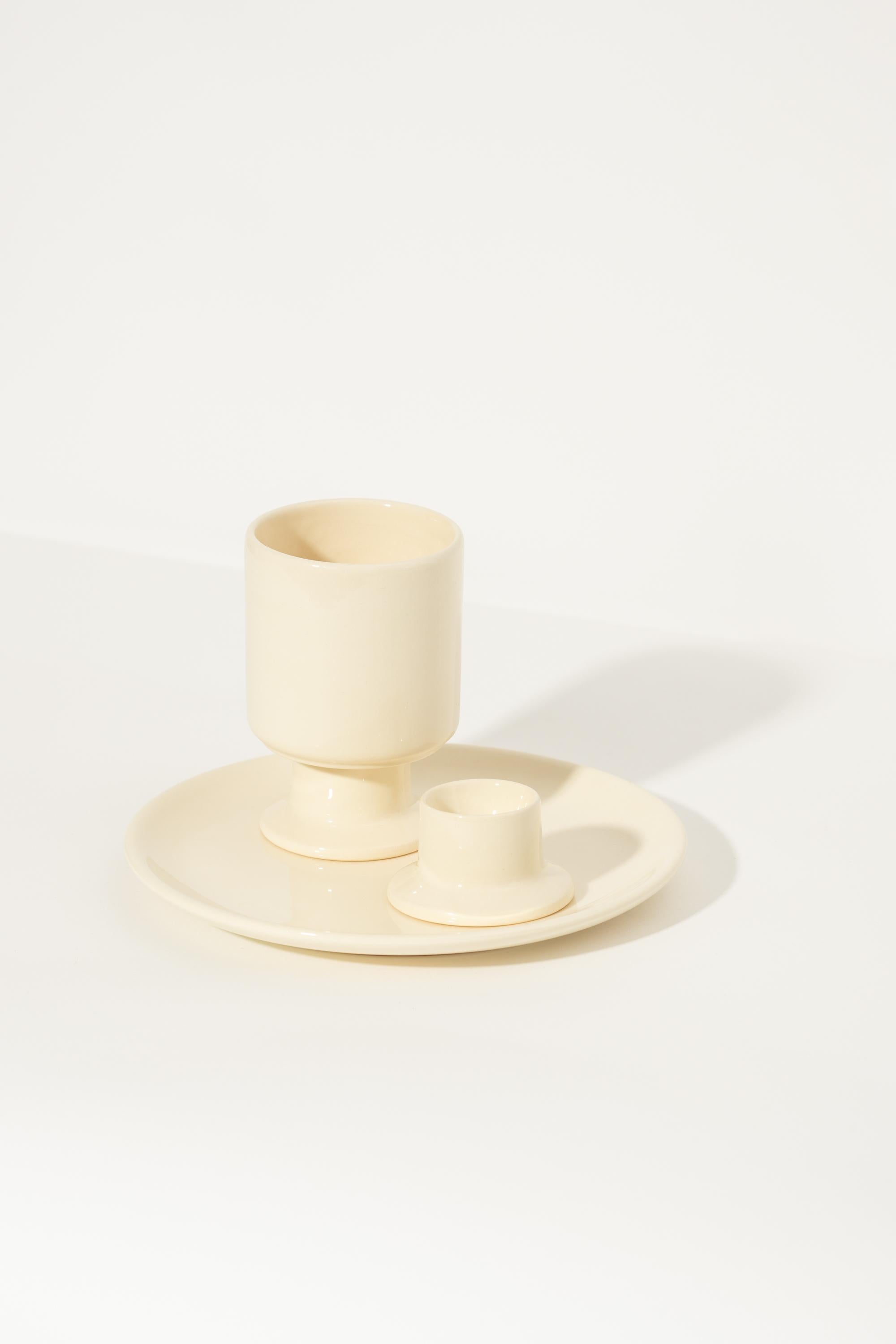 Glazed Breakfast set IV / plate, mug and egg holder by Malwina Konopacka For Sale