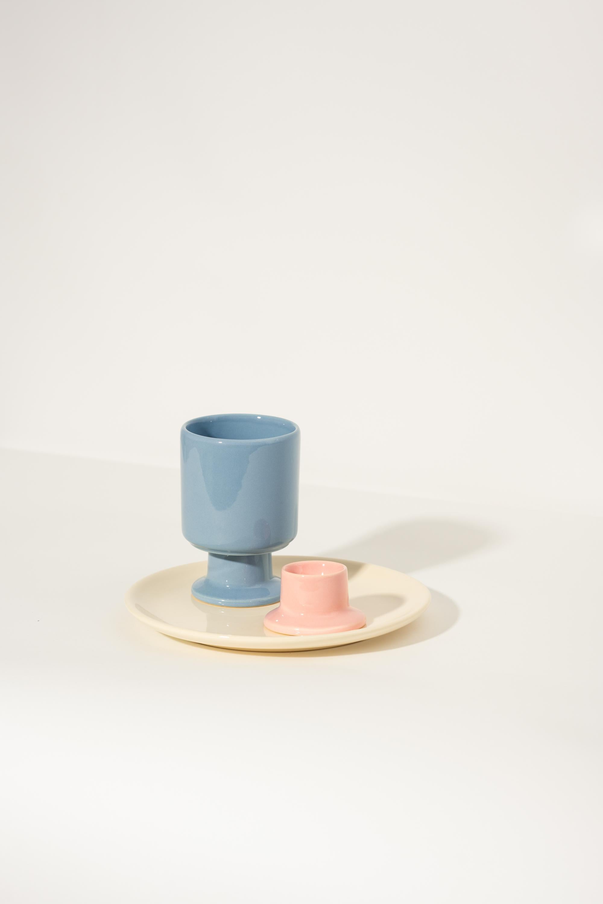 Perfect breakfast set; ecru plate, Denim blue WIT mug and Candy pink egg holder JULA by Malwina Konopacka. 

A breakfast set is the perfect companion for every morning. The original colors and shapes of the objects will put you in a joyful mood and