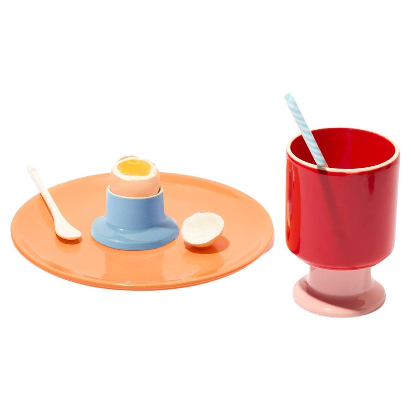 Breakfast set / plate, mug and egg holder by Malwina Konopacka For Sale