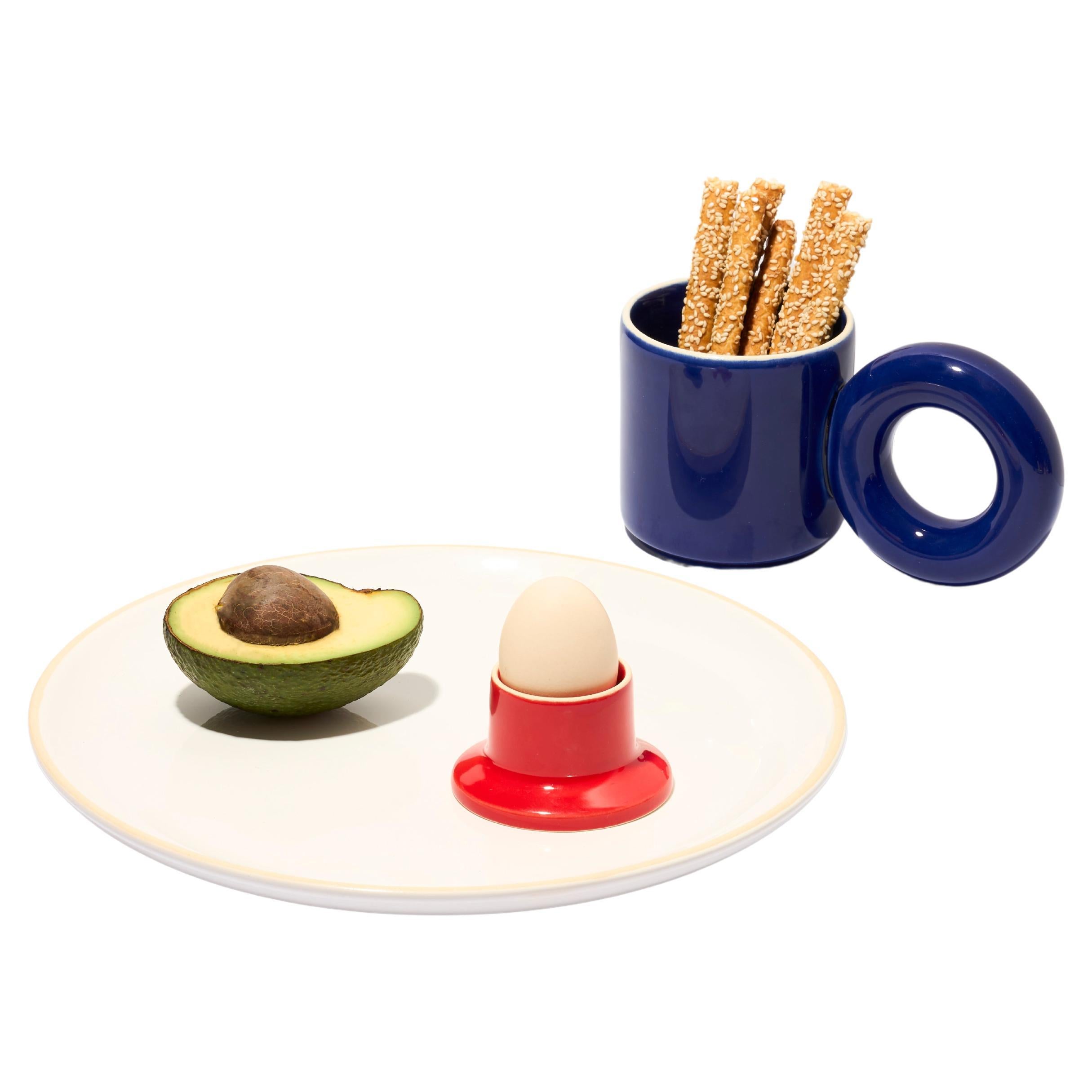 Breakfast set / plate, mug and egg holder by Malwina Konopacka For Sale