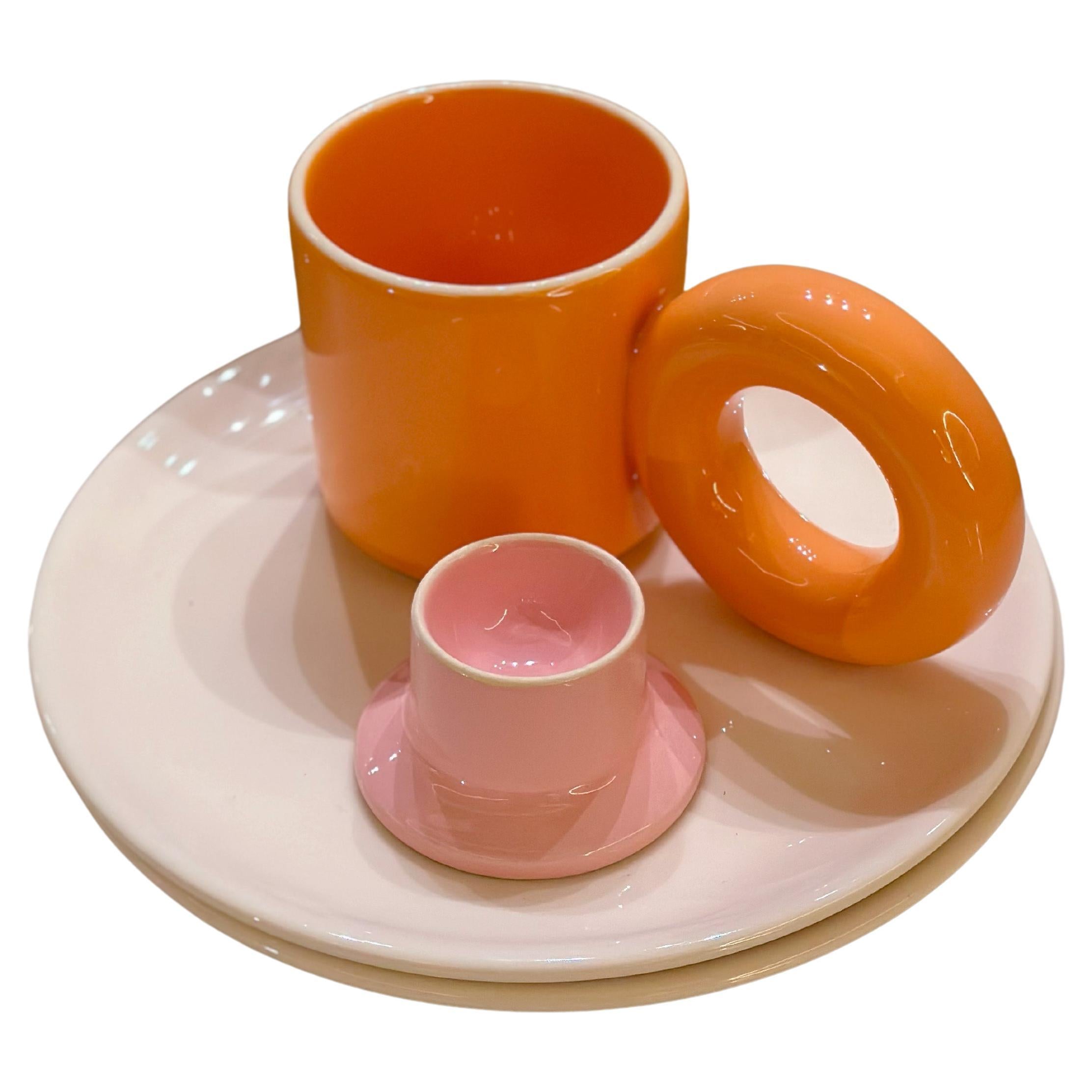 Breakfast set / plate, mug and egg holder by Malwina Konopacka For Sale