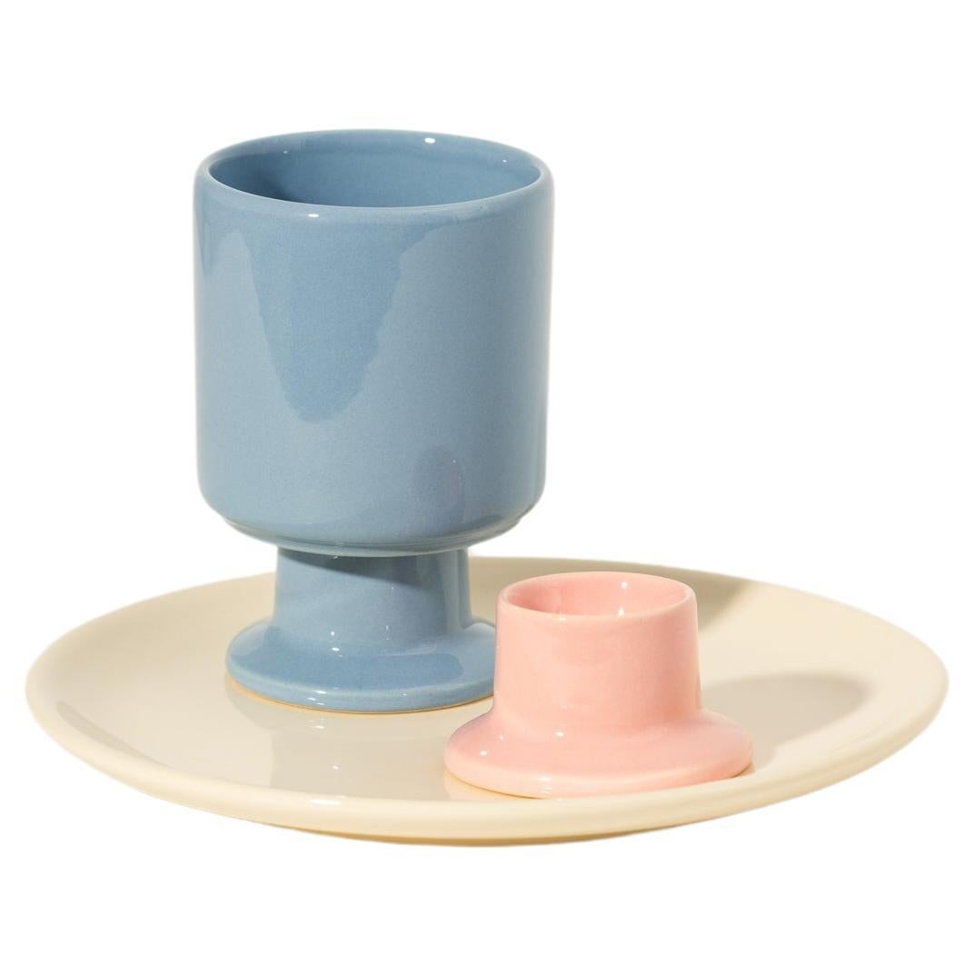 Breakfast set / plate, mug and egg holder by Malwina Konopacka For Sale