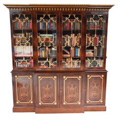 Breakfront Bookcase Gothic Chippendale Mahogany