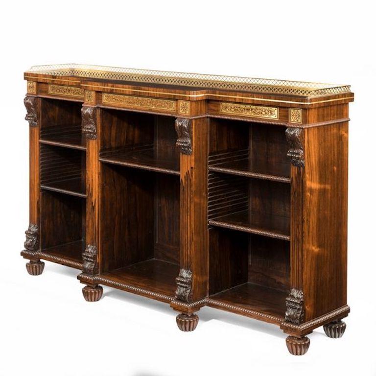 English Breakfront Open Bookcase Attributed to Gillows