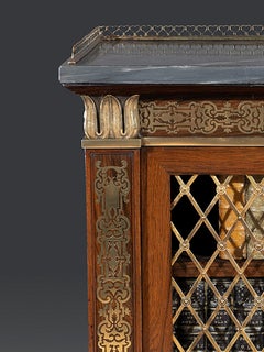 Regency Period Breakfront Rosewood and Brass-Mounted Marble-Top Side Cabinet