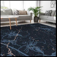 Blue and Gold Wool Area Rug 8x10