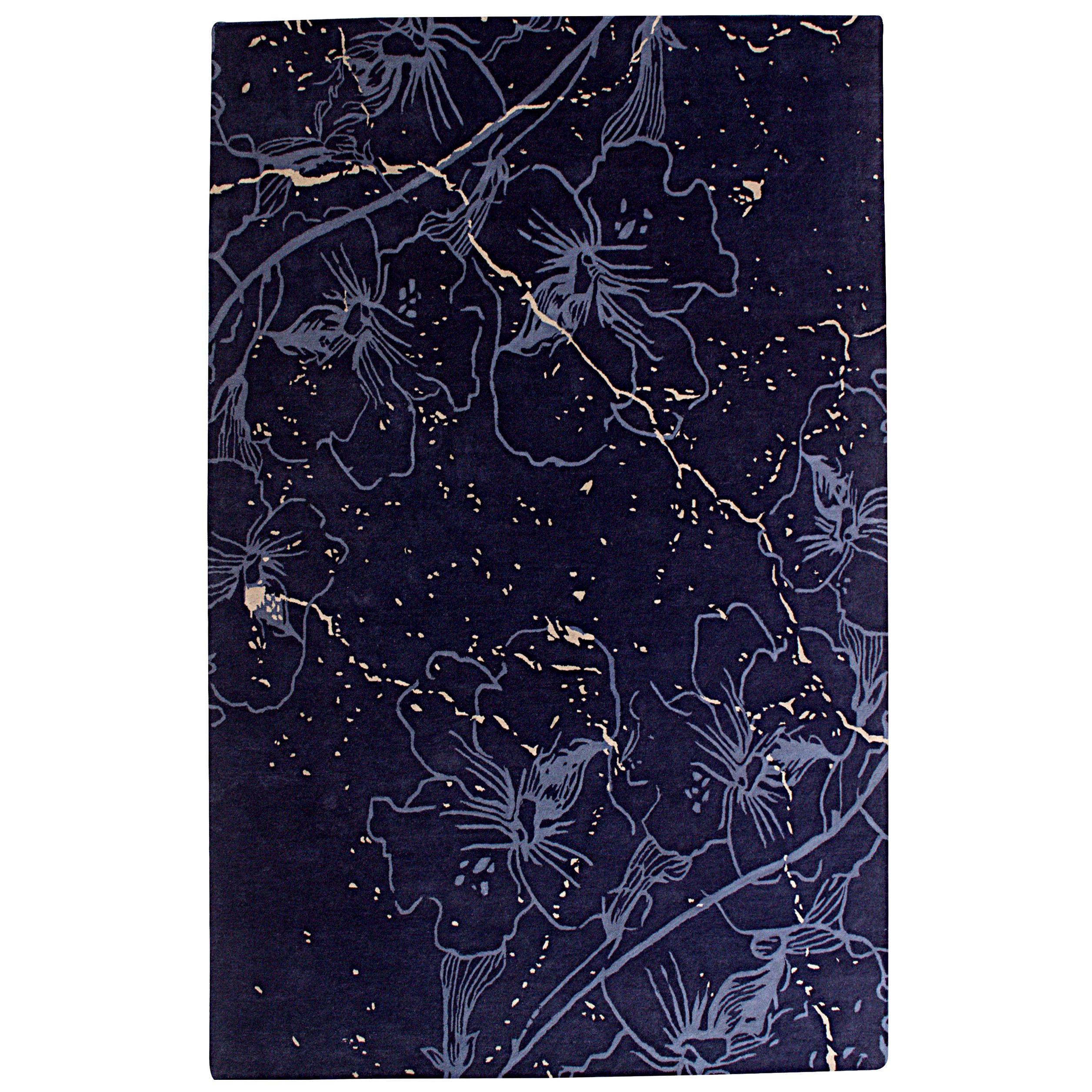 Blue and Gold Wool Area Rug 8x10 For Sale
