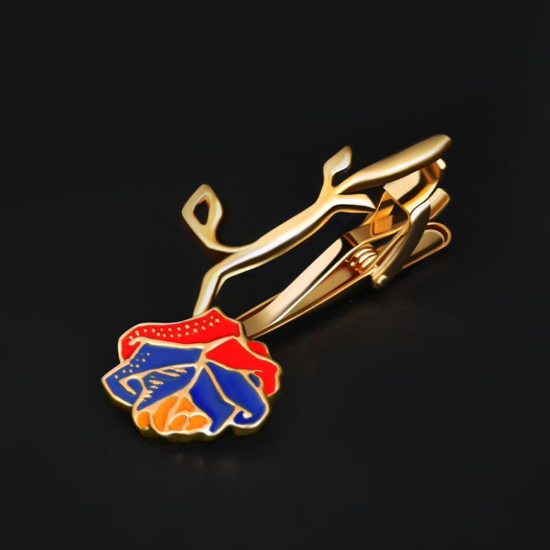 Modern Breath of Armenia, Glossy Lacquer Finish Tie Clip Dipped in 24k Gold For Sale