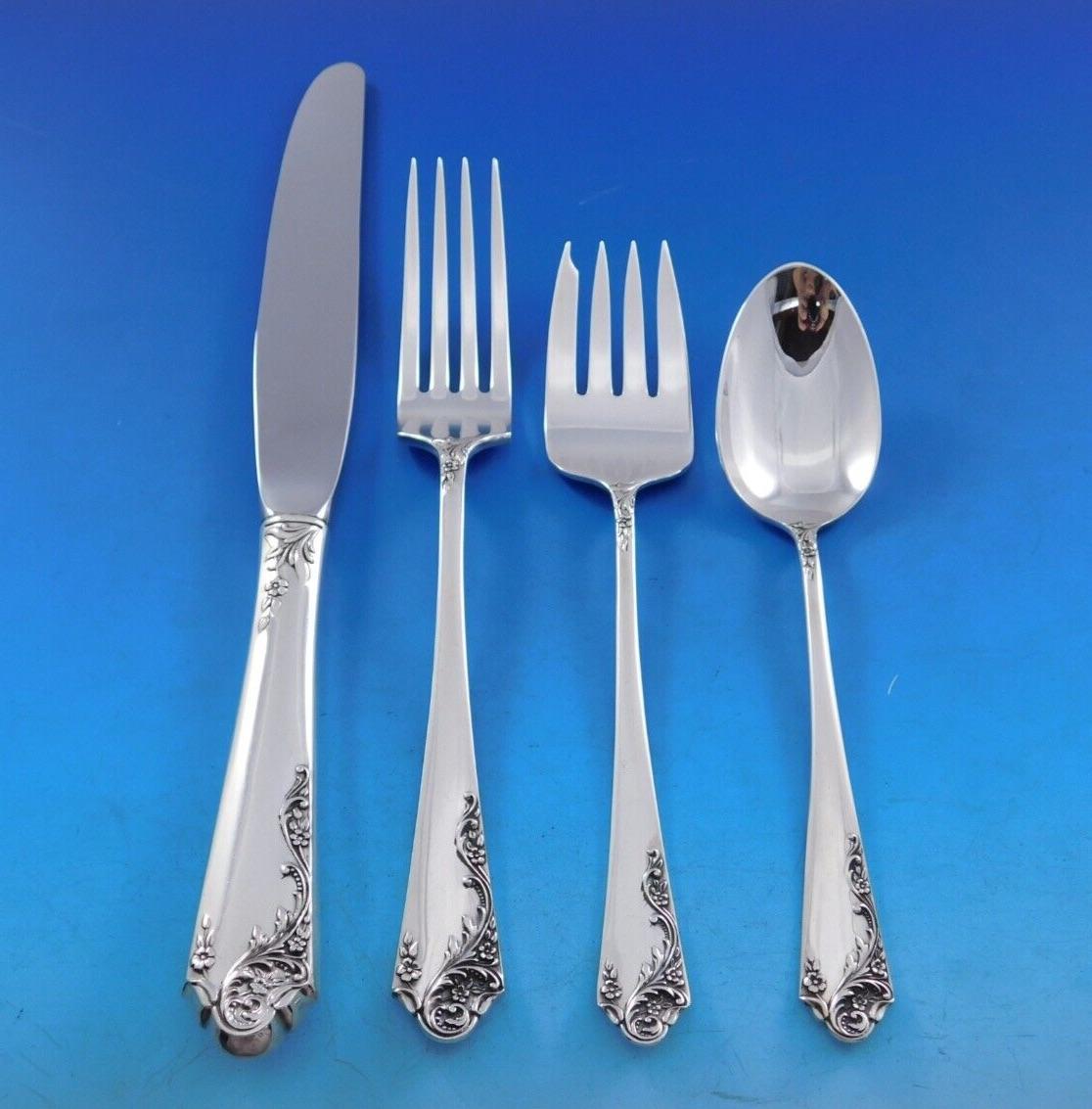 Breath of Spring II by Amston Sterling Silver Flatware Set Service 45 Pieces In Excellent Condition For Sale In Big Bend, WI