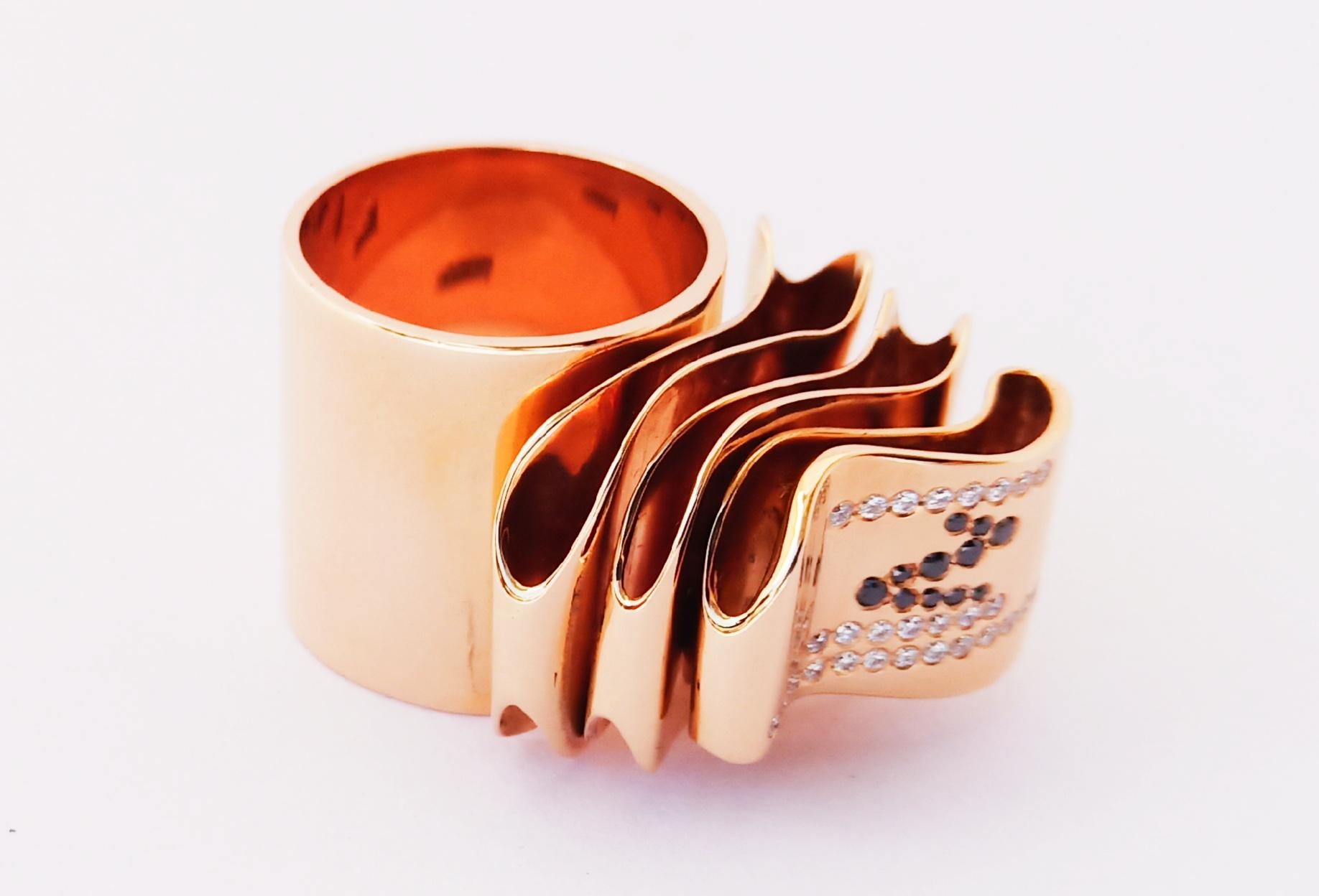 Articulate Your One of a Kind with Contemporary Diamond Rose Gold Fashion Ring For Sale 10