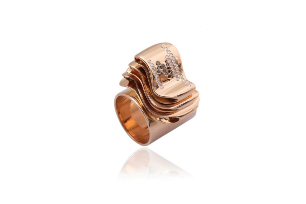 Articulate Your One of a Kind with Contemporary Diamond Rose Gold Fashion Ring For Sale 12