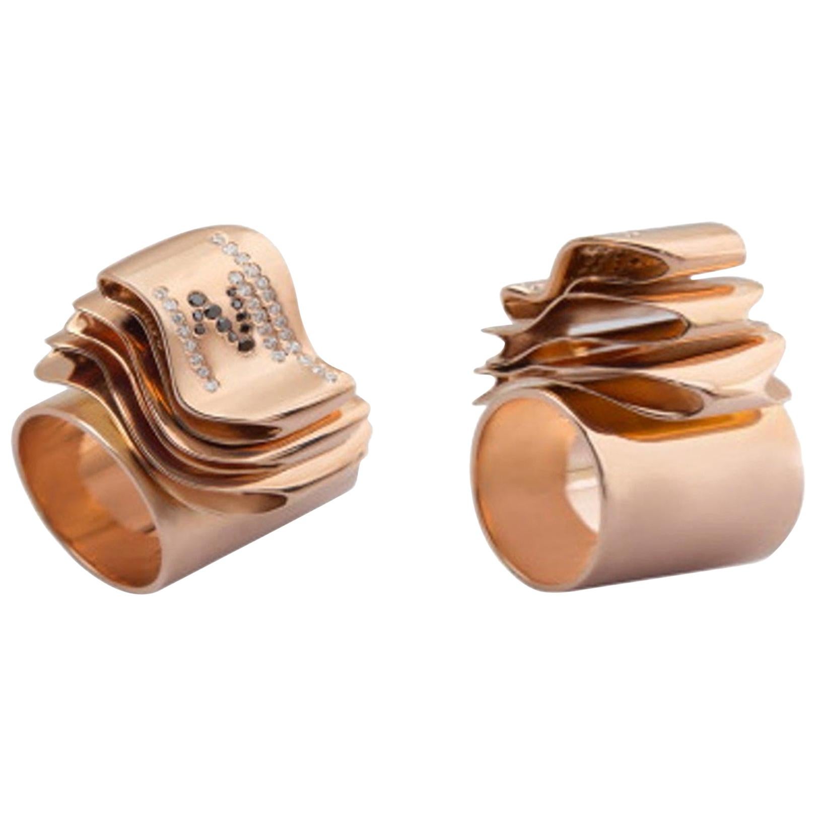 Articulate Your One of a Kind with Contemporary Diamond Rose Gold Fashion Ring For Sale