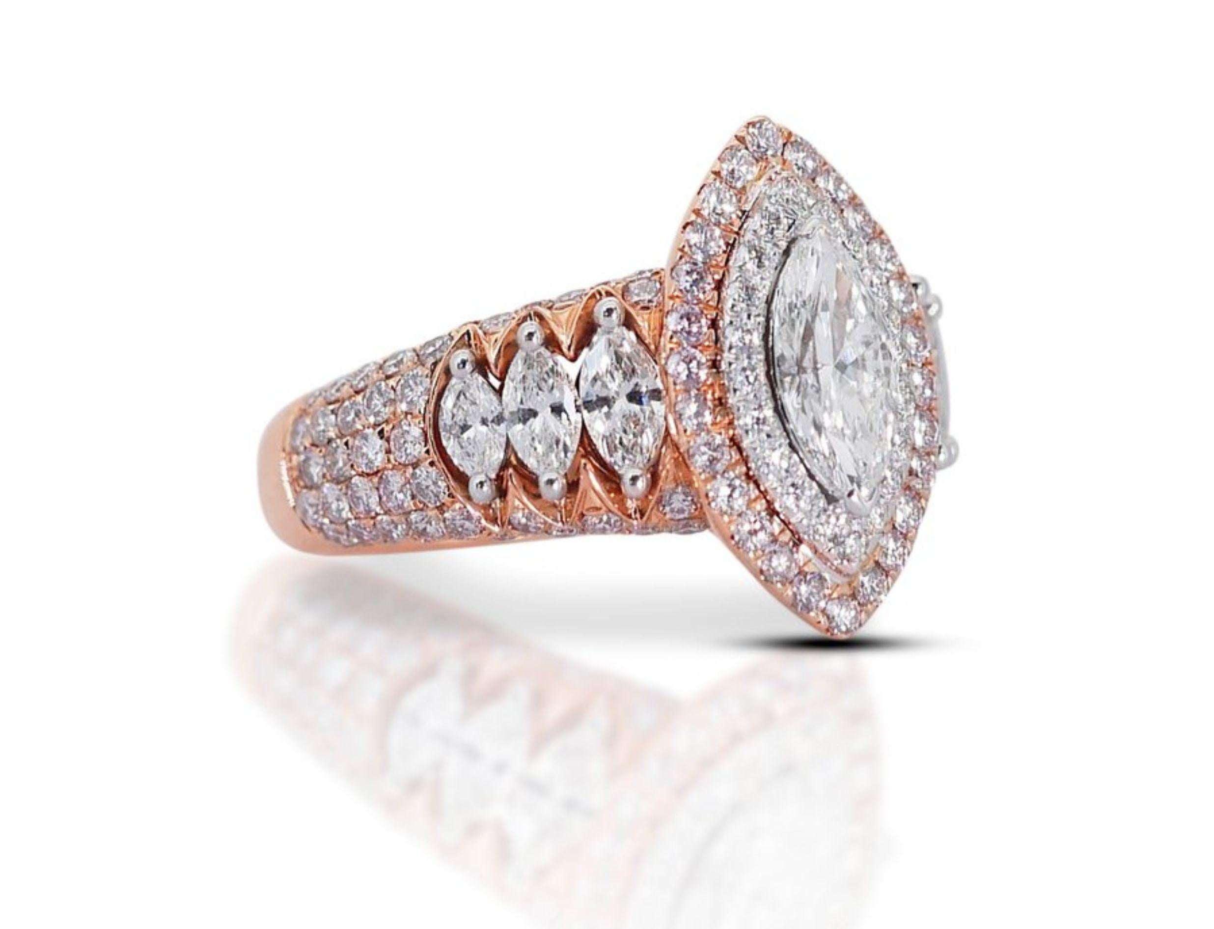 Breathtaking 0.70ct Marquise Diamond Ring in 18K Rose Gold 5