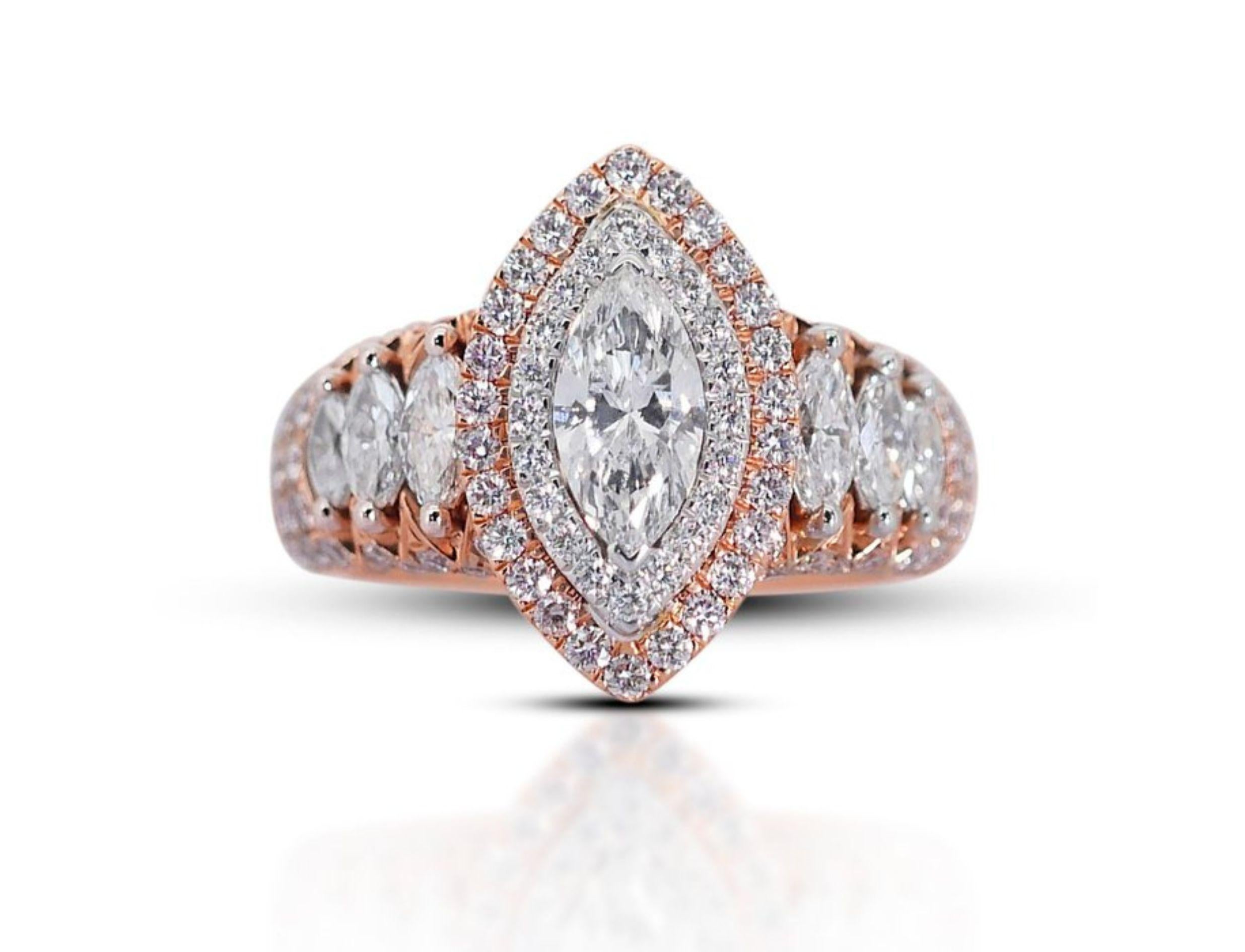 Marquise Cut Breathtaking 0.70ct Marquise Diamond Ring in 18K Rose Gold