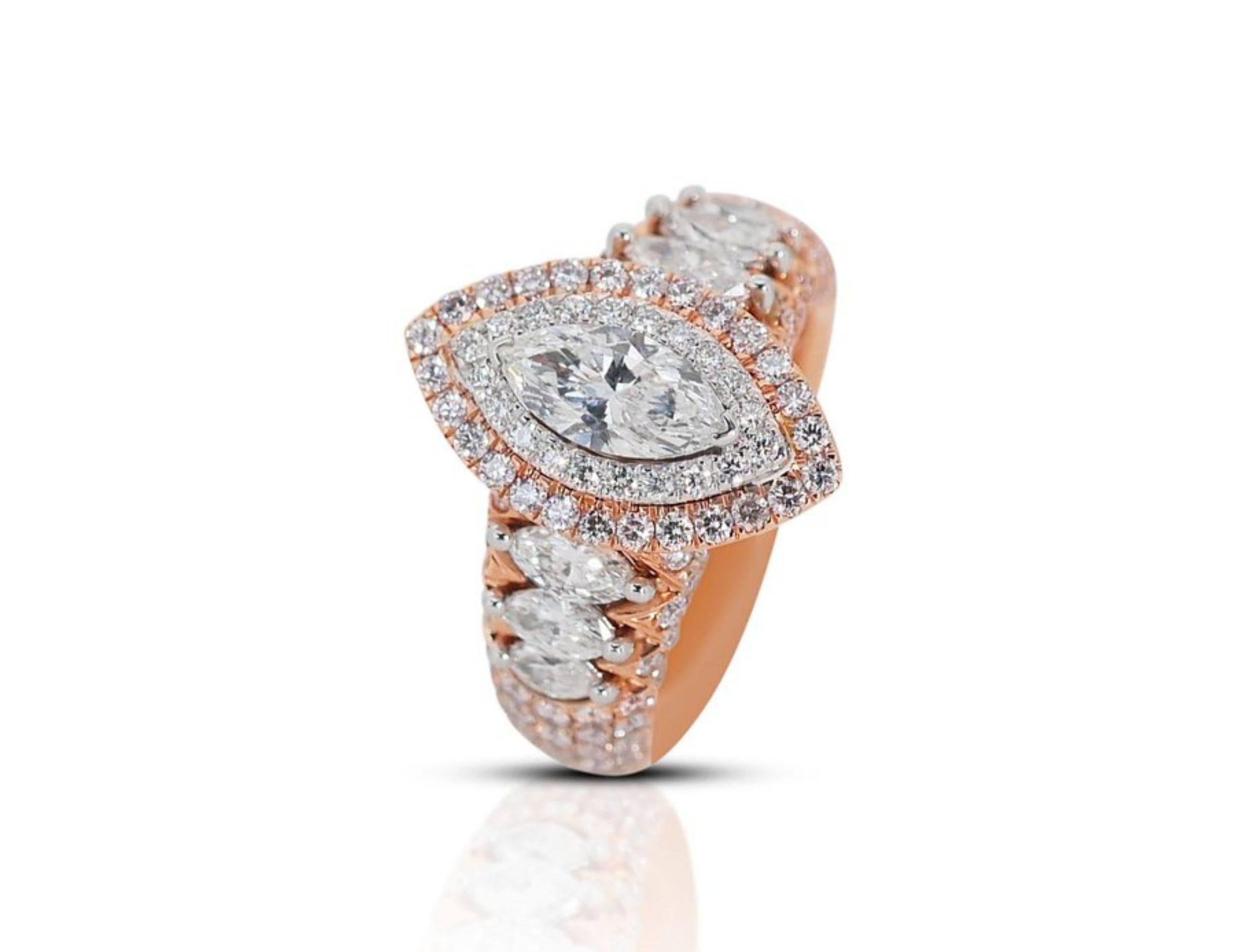 Breathtaking 0.70ct Marquise Diamond Ring in 18K Rose Gold 4