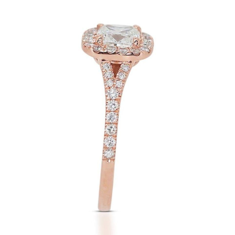 Breathtaking 0.9 Carat Cushion Diamond Ring in 18K Rose Gold 1