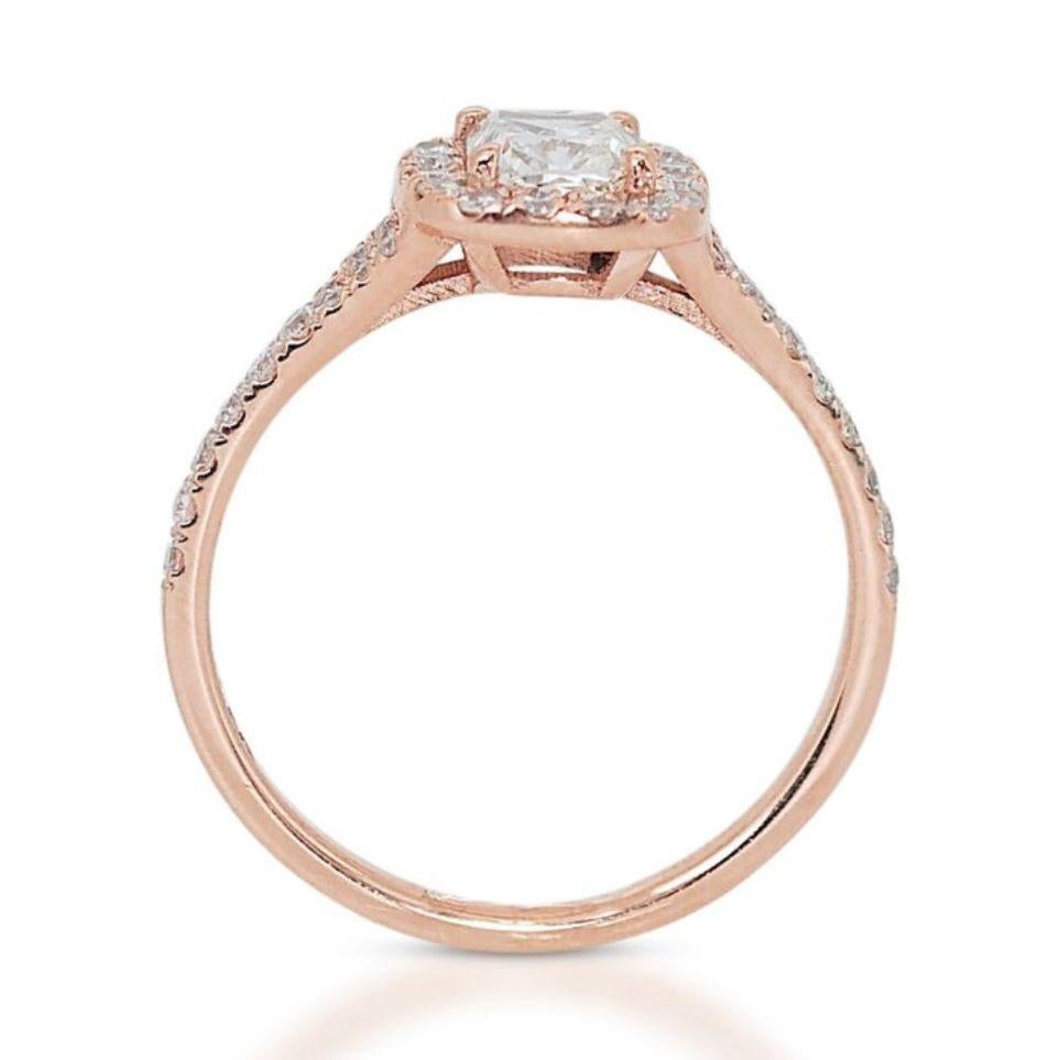 Breathtaking 0.9 Carat Cushion Diamond Ring in 18K Rose Gold 2