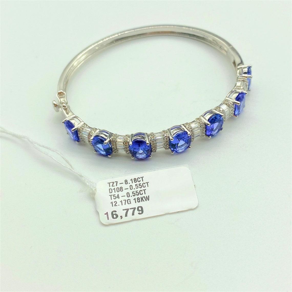 Armreif aus atemberaubendem 18KT Gold 9,50CT Fancy Gorgeous Tansanit Diamant im Zustand „Neu“ im Angebot in New York, NY
