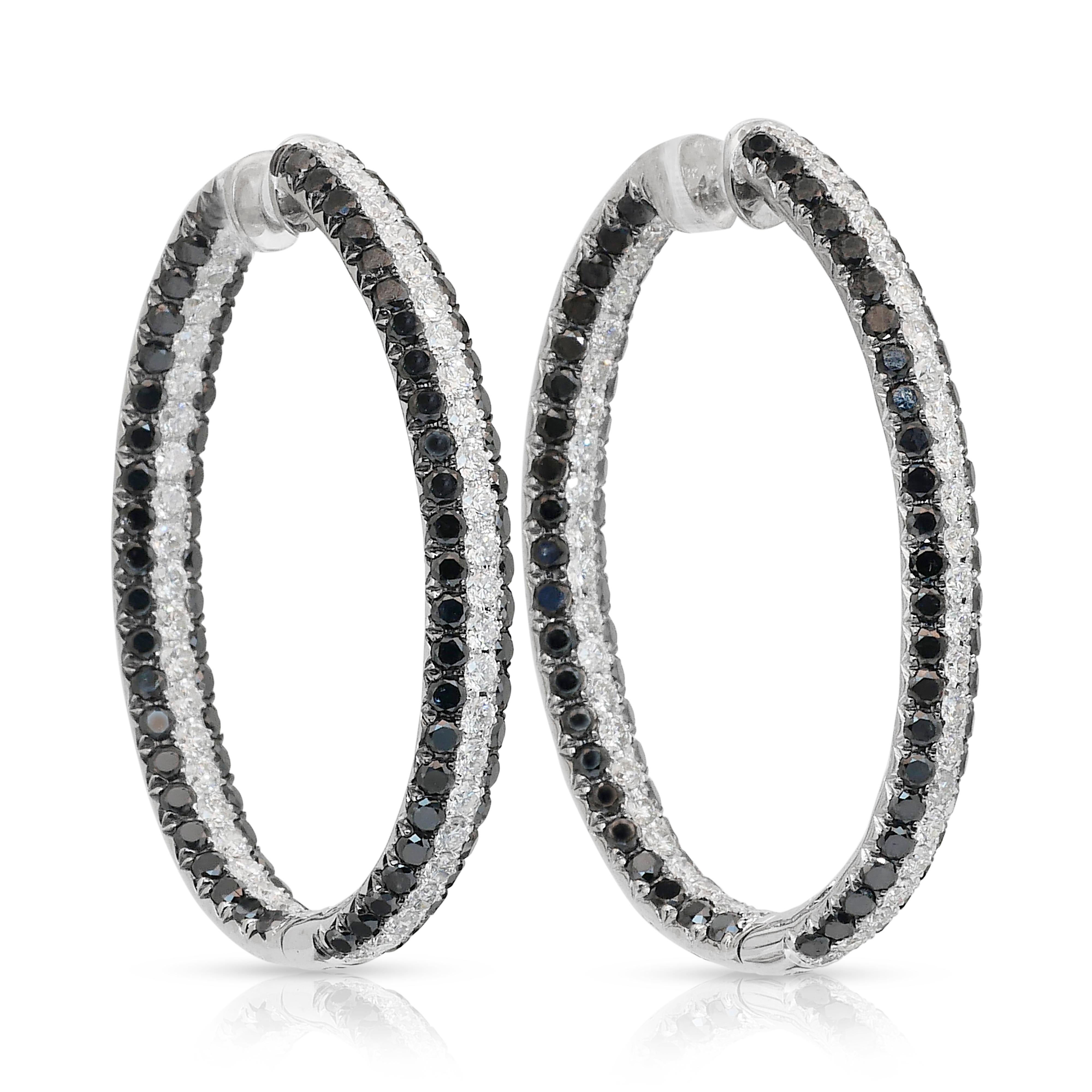Impresionantes Pendientes de aro de oro blanco de 18 quilates con diamantes de 9,06 quilates - Certificado IGI Corte redondo en venta