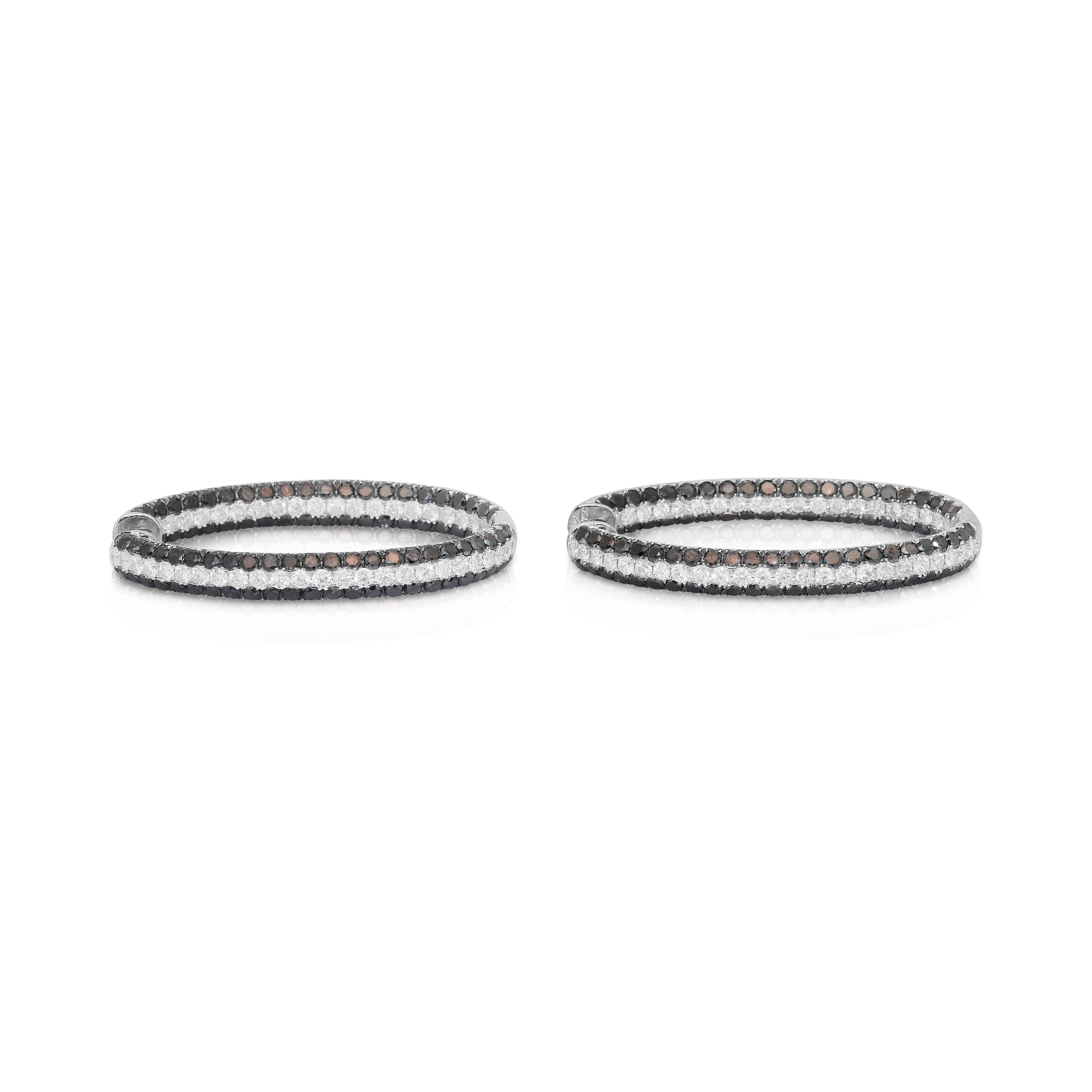 Impresionantes Pendientes de aro de oro blanco de 18 quilates con diamantes de 9,06 quilates - Certificado IGI en venta 3