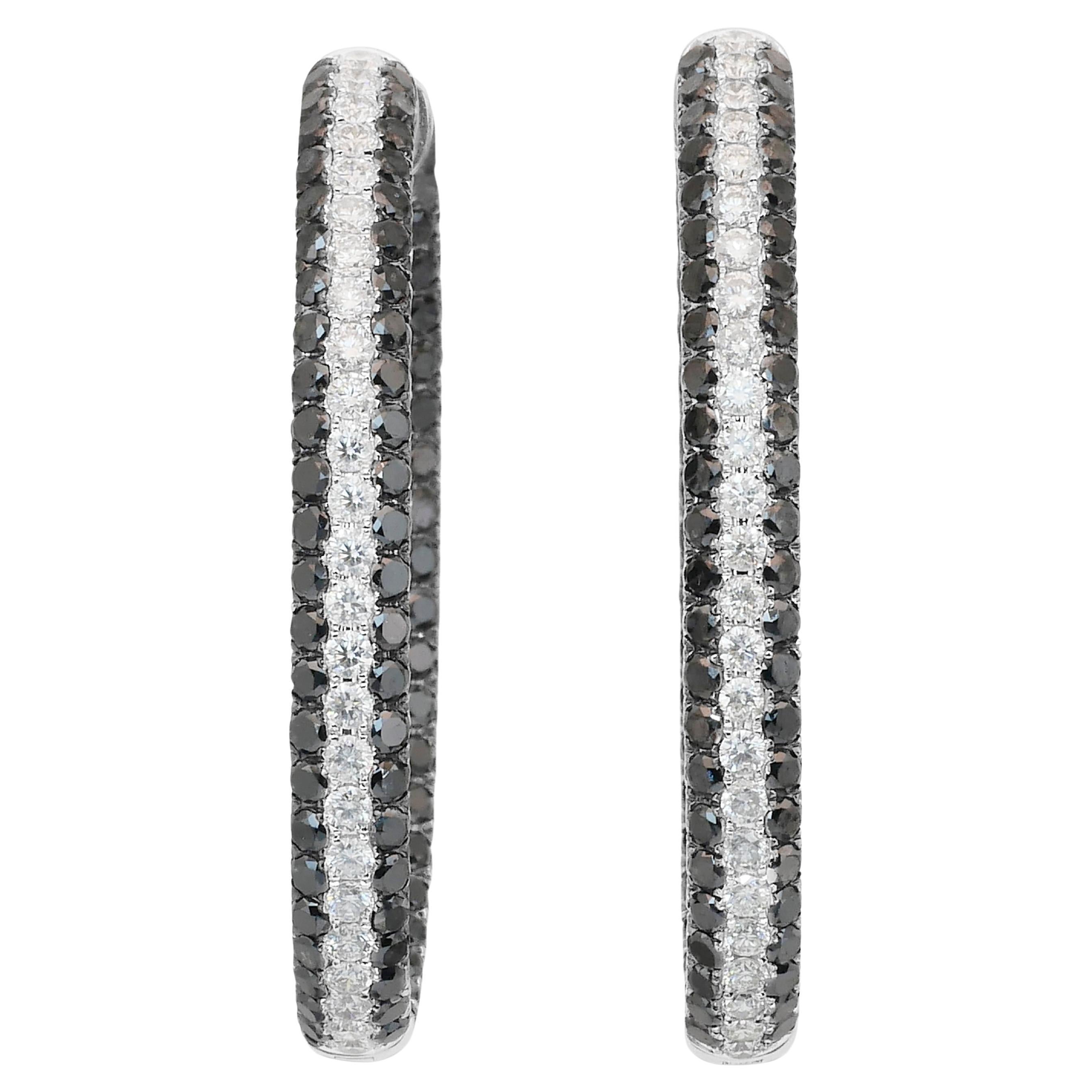 Impresionantes Pendientes de aro de oro blanco de 18 quilates con diamantes de 9,06 quilates - Certificado IGI en venta