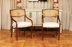 Breathtaking ALL ARMS Set of 12 Walnut Cane Dining Chairs by Barney Flagg