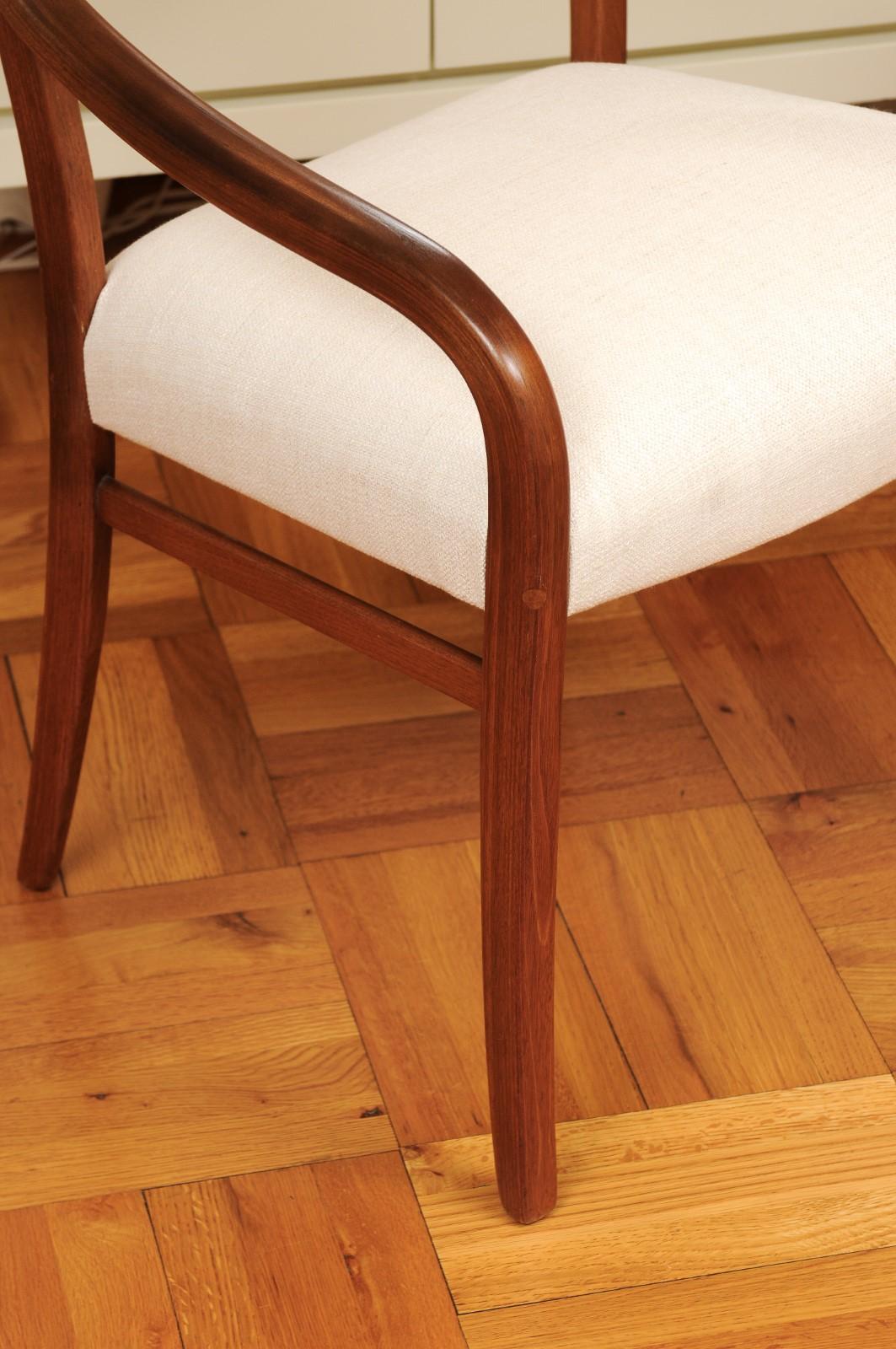 Breathtaking ALL ARMS Set of 8 Walnut Cane Dining Chairs by Barney Flagg, c 1960 For Sale 12