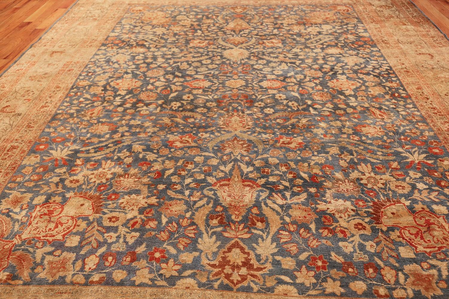 Breathtaking Antique Room Size Blue and Rust Persian Khorassan Rug 10' x 14'6