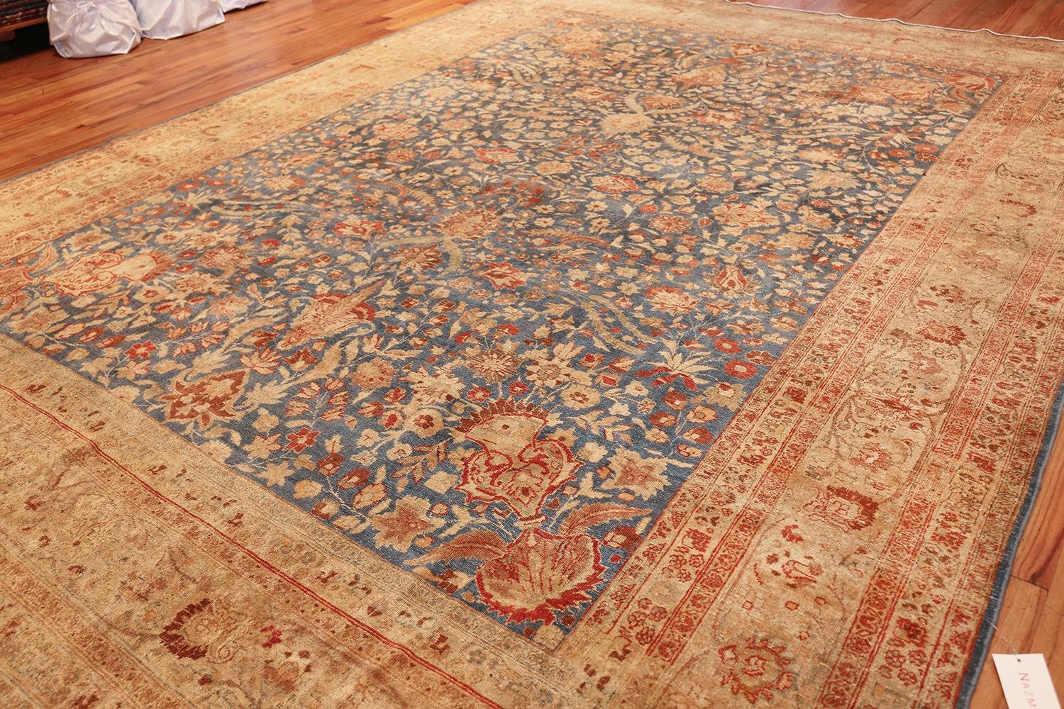 Breathtaking Antique Room Size Light Blue and Rust Persian Khorassan Rug, Country of Origin / Rug Type: Persian Rug, Circa Date: 1920 