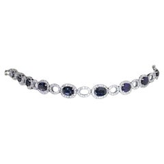 Payment 50% Classic Blue Sapphire Diamond White Gold Tennis Bracelet for Her