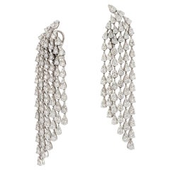 Boucles d'oreilles pendantes en or blanc 18K avec diamants pour elle, à couper le souffle