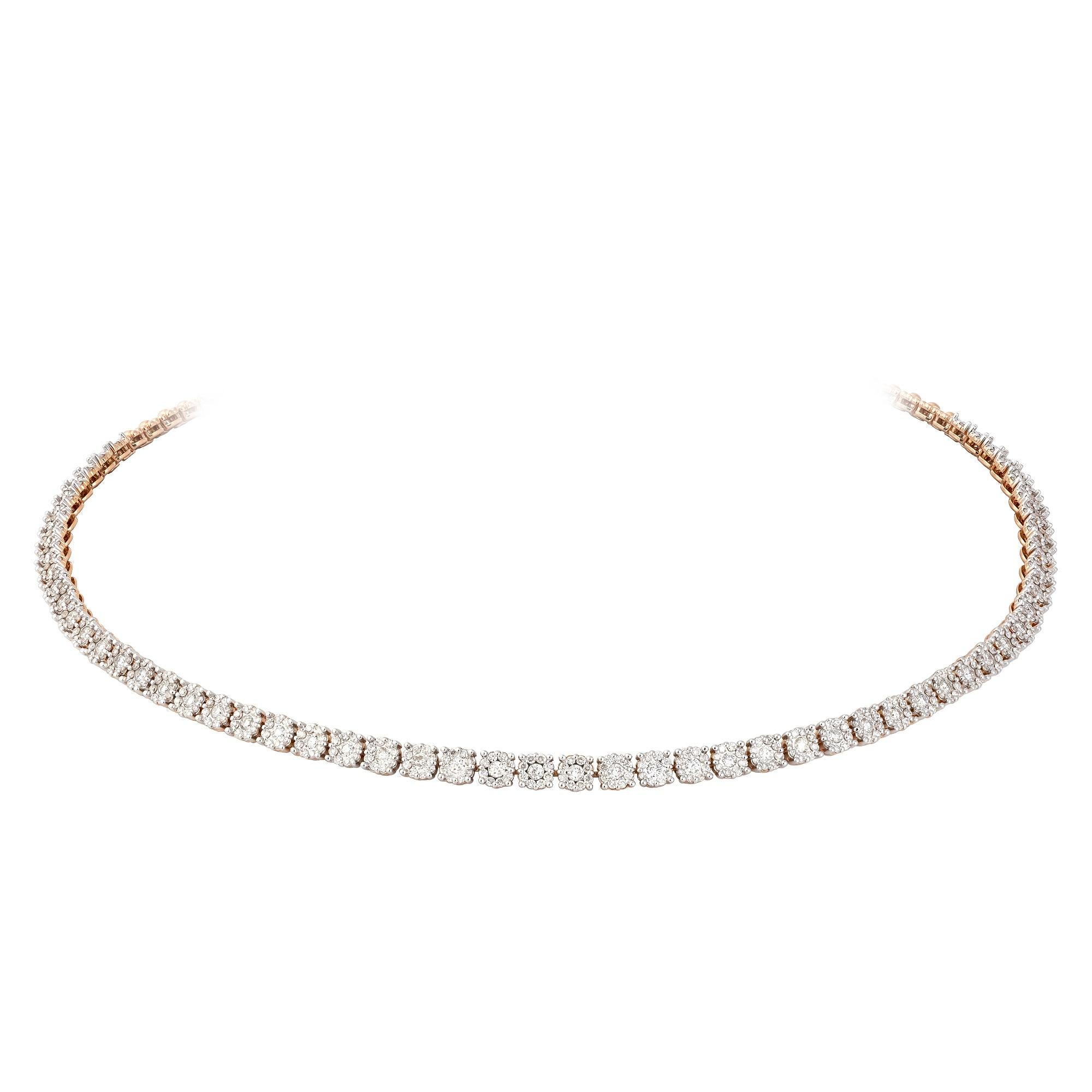 NECKLACE 18K Rose Gold Diamond 4.17 Cts/504 Pcs
