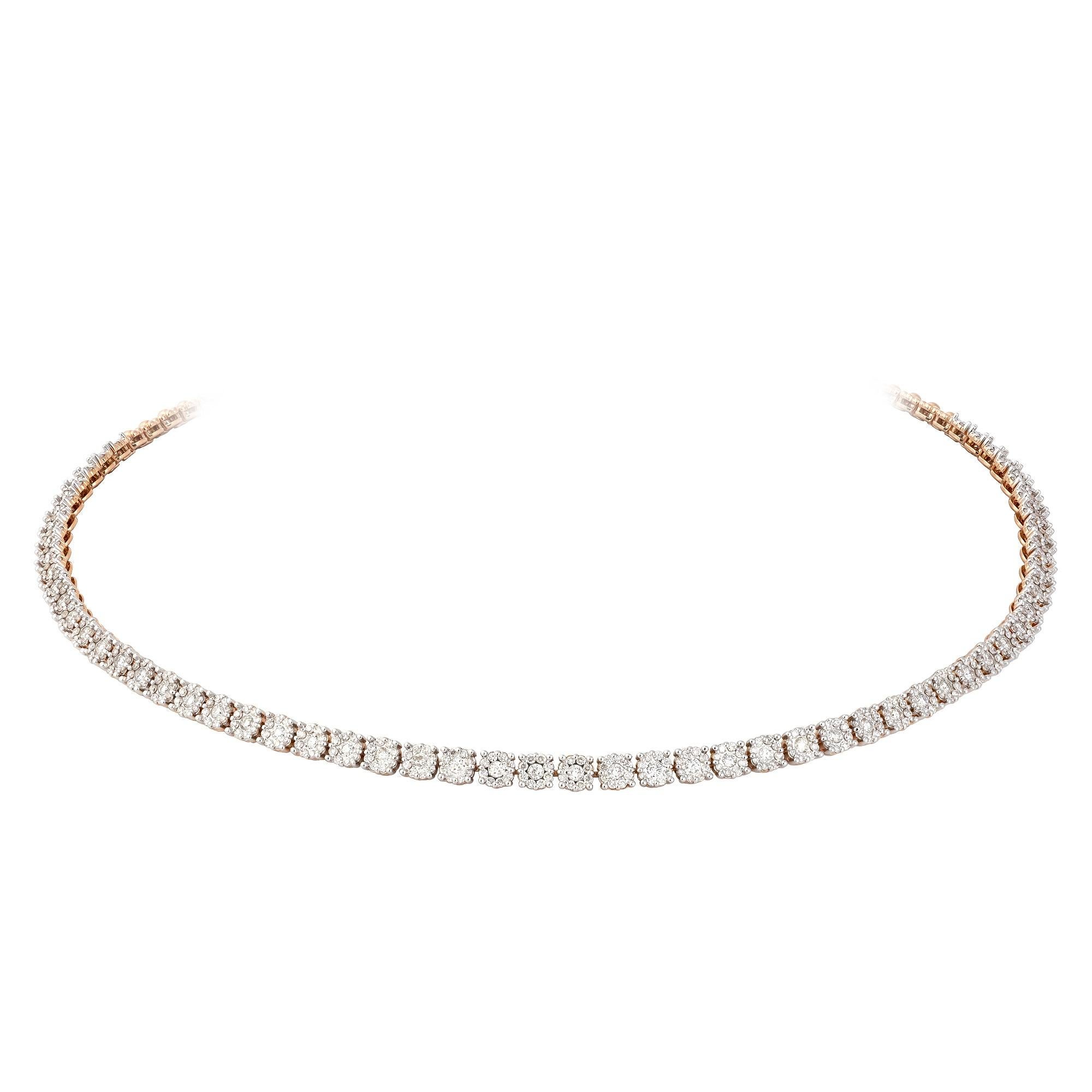 Breathtaking Diamond 18 Karat Rose Gold Necklace for Her In New Condition For Sale In Montreux, CH