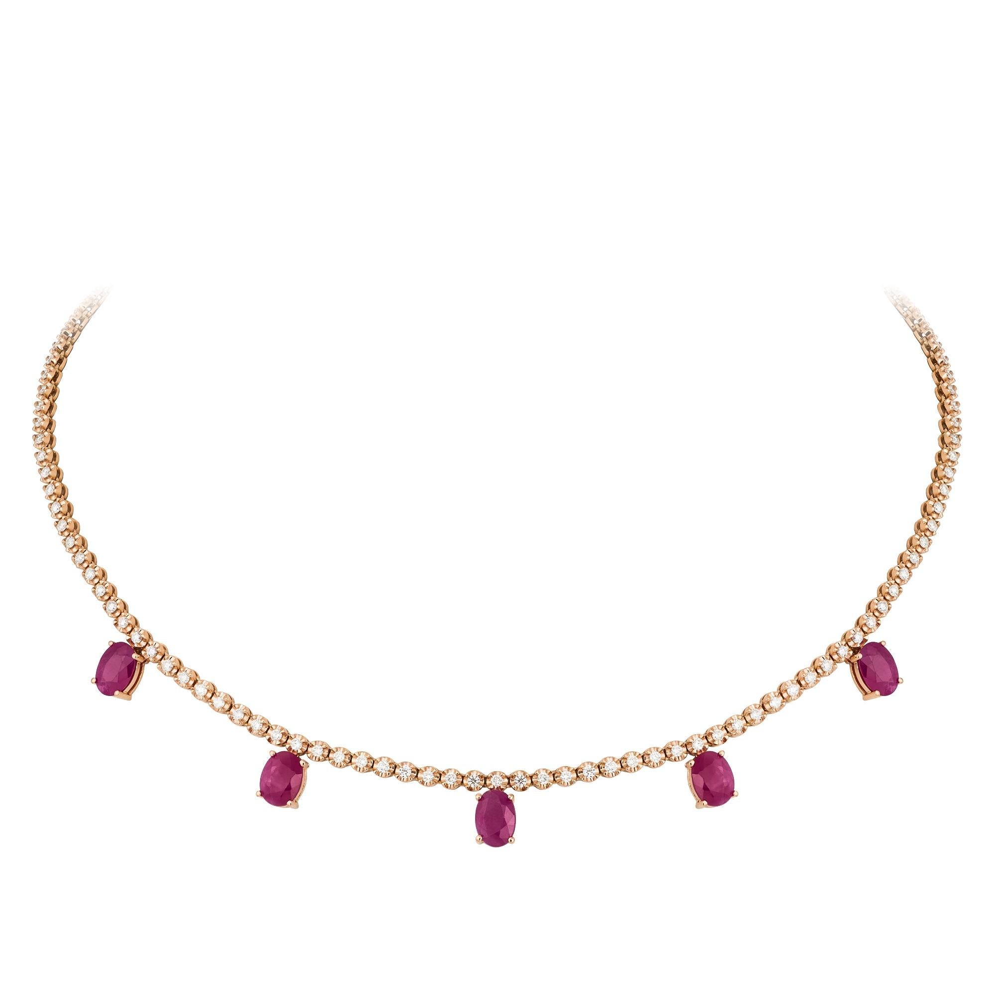 Breathtaking Diamond 18 Karat Rose Gold Necklace for Her For Sale 1