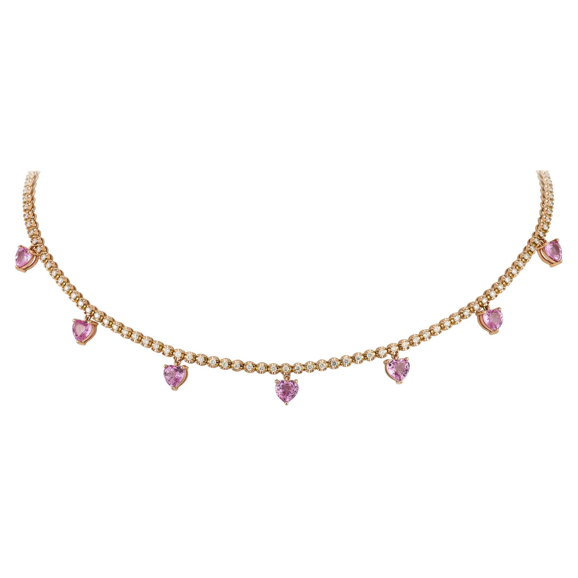Breathtaking Diamond 18k Rose Gold Necklace for Her For Sale