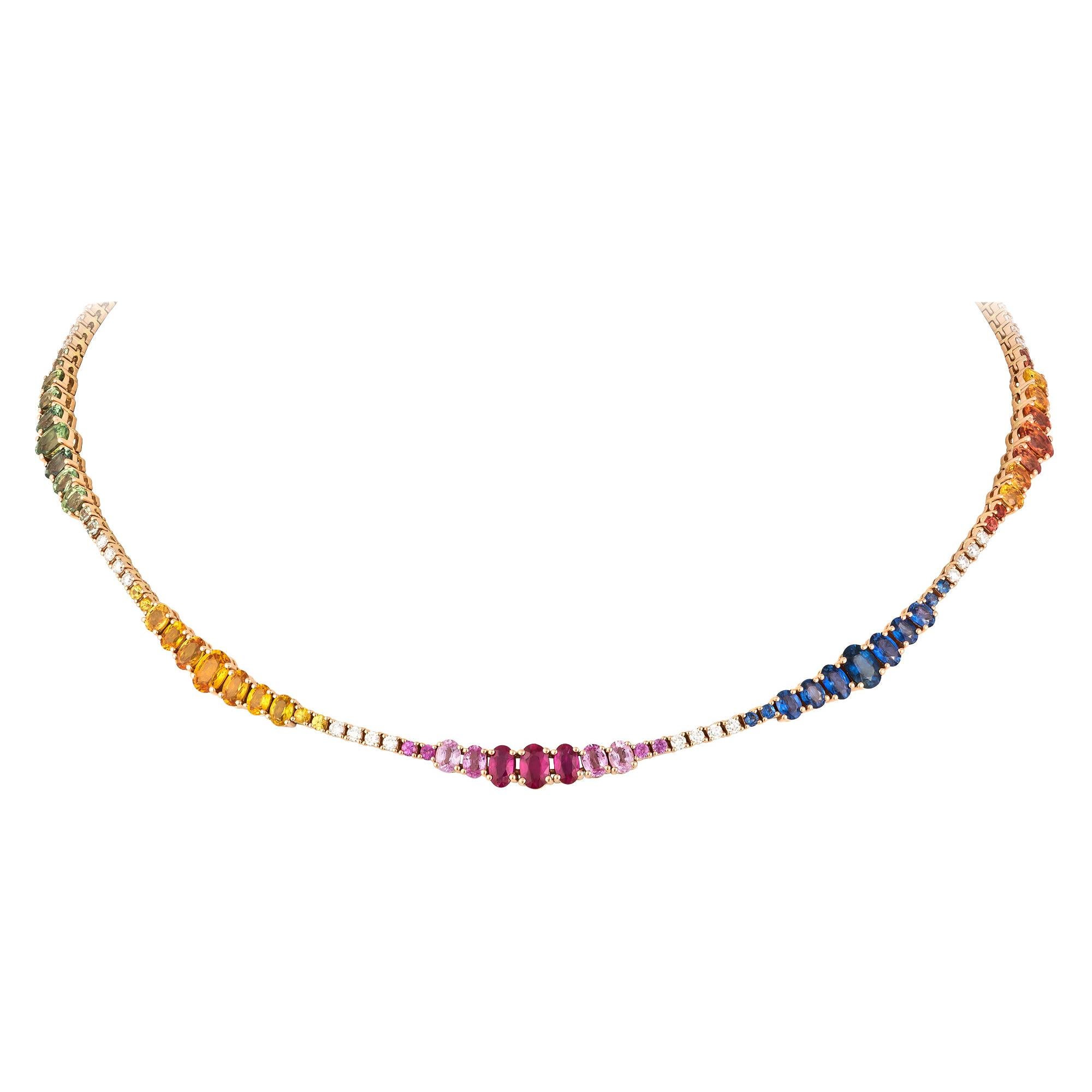 Breathtaking Diamond 18k Rose Gold Necklace for Her For Sale