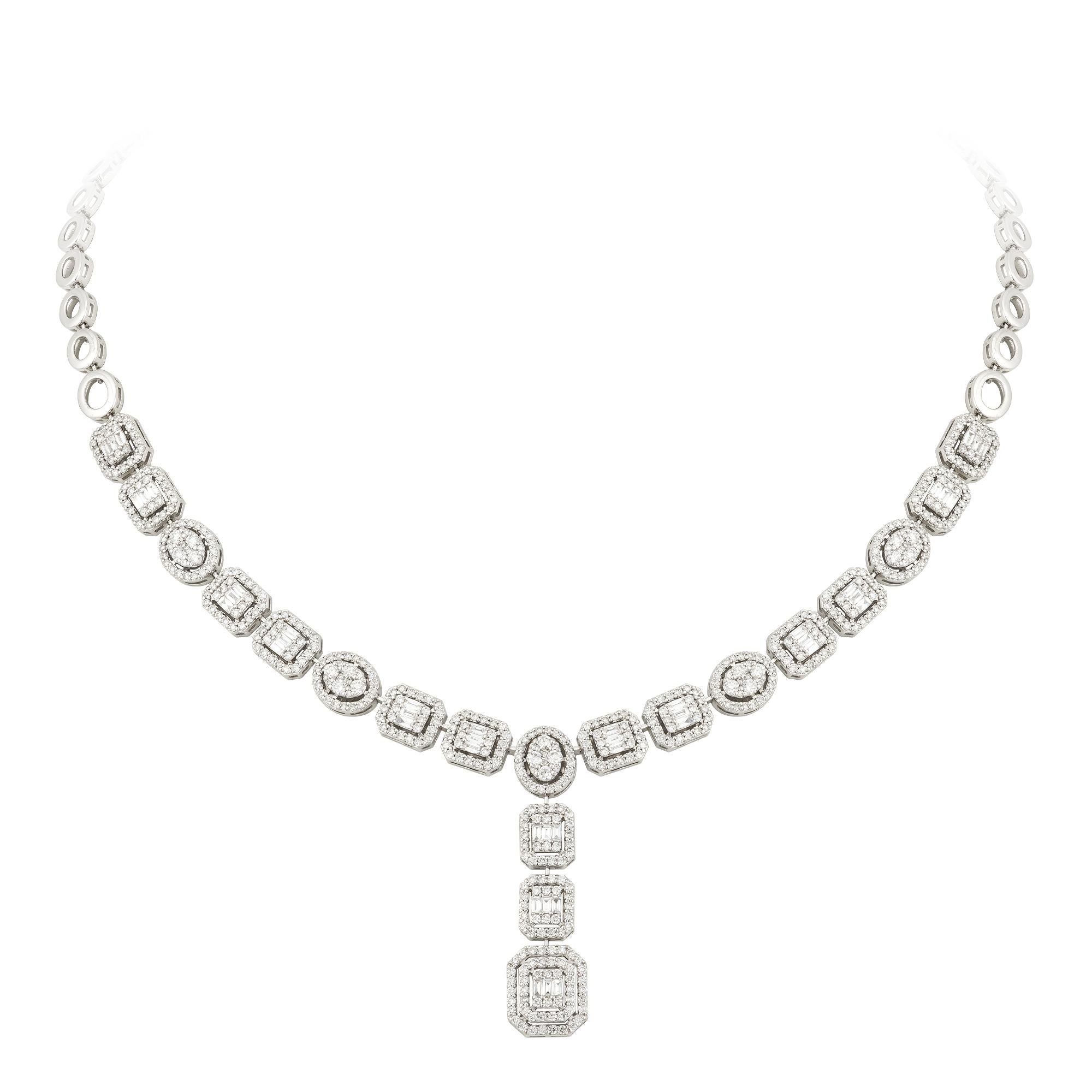 NECKLACE 18K White Gold Diamond 4.57 Cts/536 Pcs TB 1.17 Cts/45 Pcs
