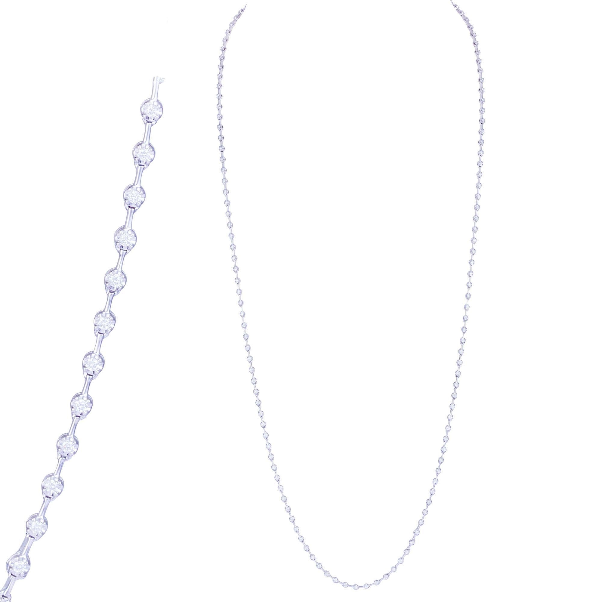 Breathtaking Diamond 18k White Gold Necklace for Her In New Condition For Sale In Montreux, CH