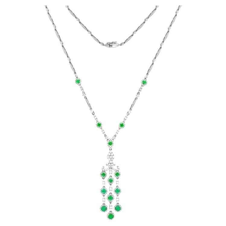 Außergewöhnliche Diamant-Smaragd-Weißgold-Halskette aus 14 Karat für ihr